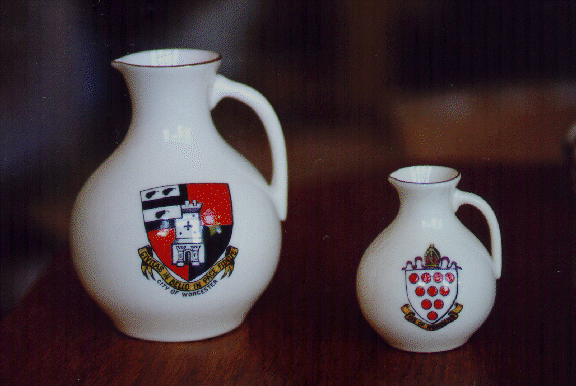 White Goss China model of a Jug with Worcester crest