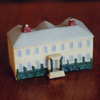 Coloured Goss China model of Wordsworths birth place in Cockermouth