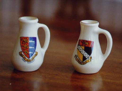 White Goss China models of a Ewer with Yarmouth crest