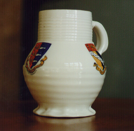 White Goss China model of a Jug with Yarmouth crest