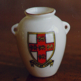 White Goss China model of an Urn with York crest