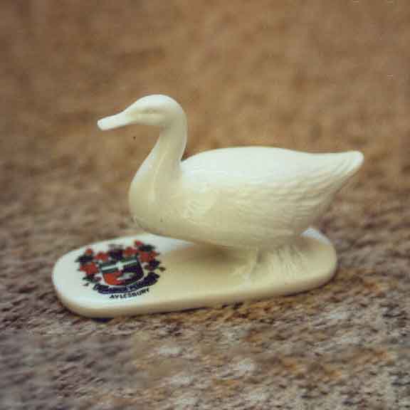 White Goss China Duck with Aylesbury Crest